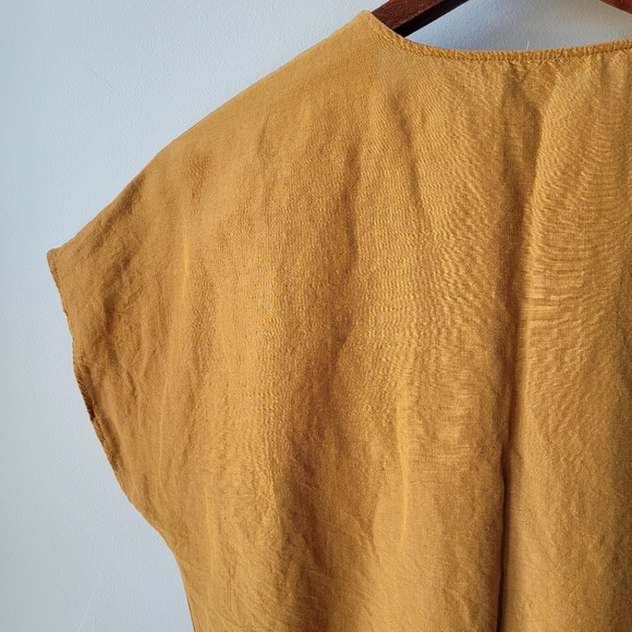 Madewell Linen Blend Mustard Wrap Cropped Blouse Size Small - Picture 11 of 16